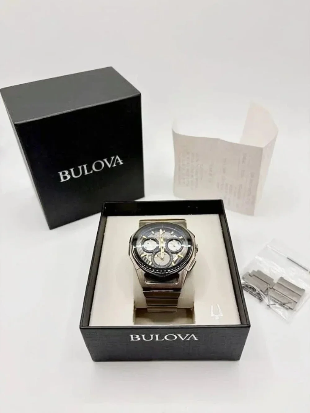 Bulova CURV 98A206 Chronograph Watch Warm Grey IP Sapphire Crystal With Box